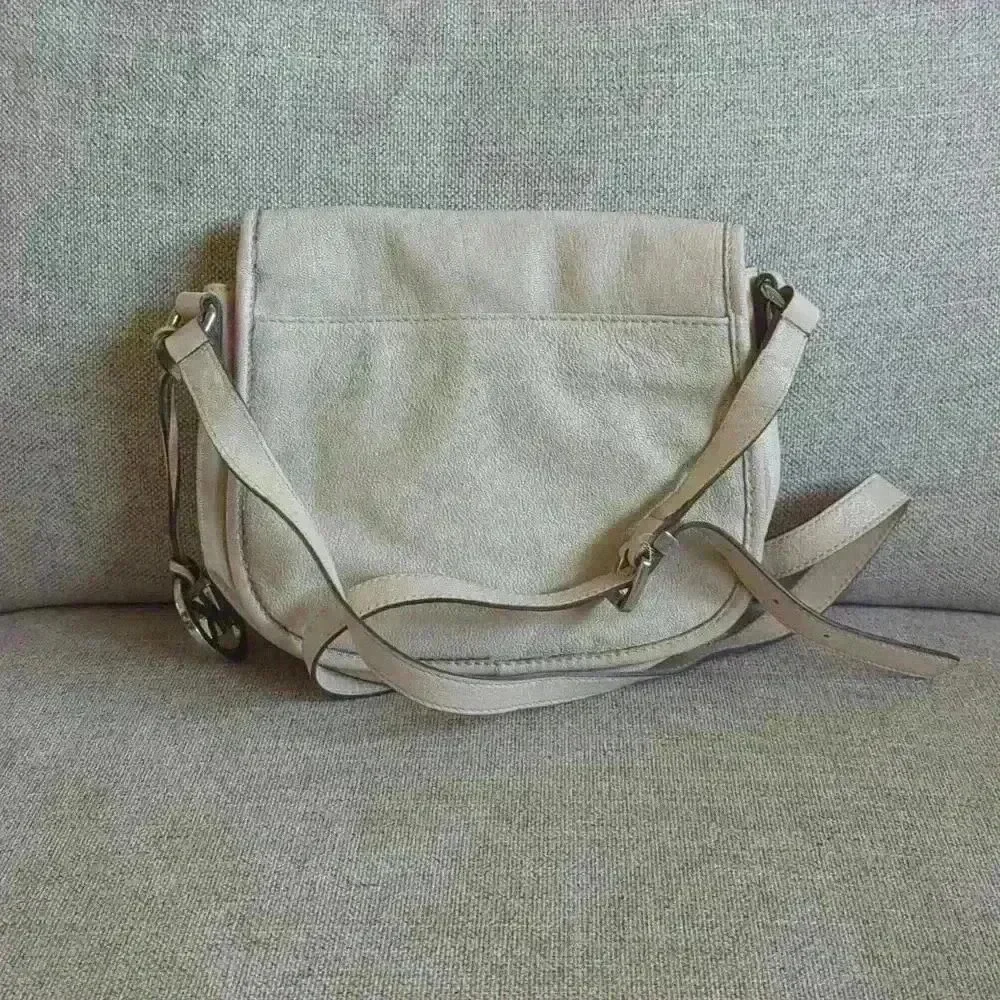 Michael Kors White Leather Saddle Bag
